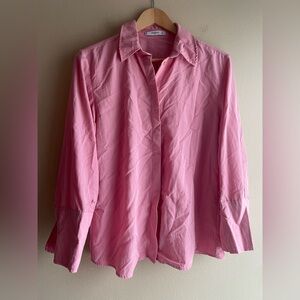 Mango Women Pink Button Up Shirt Long Sleeve Size 2